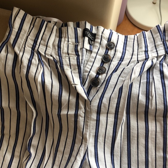 Topshop stripped summer flare pants with buttons - Picture 2 of 4
